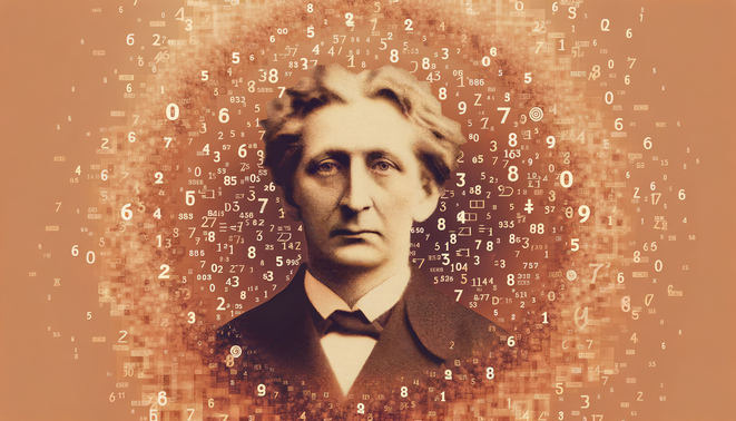 alt_text: Cover design featuring J.P. Morgan's portrait amidst chaotic random numbers and financial symbols.